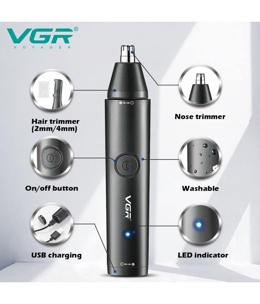 Tagliacapelli 2in1 Rasoio Naso Sopracciglia Professionale Usb Ricaricabile Ipx5 V-613         