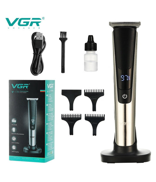 Tagliacapelli Barba Professionale Ricaricabile Usb Cordless Con Display Vgr V178         