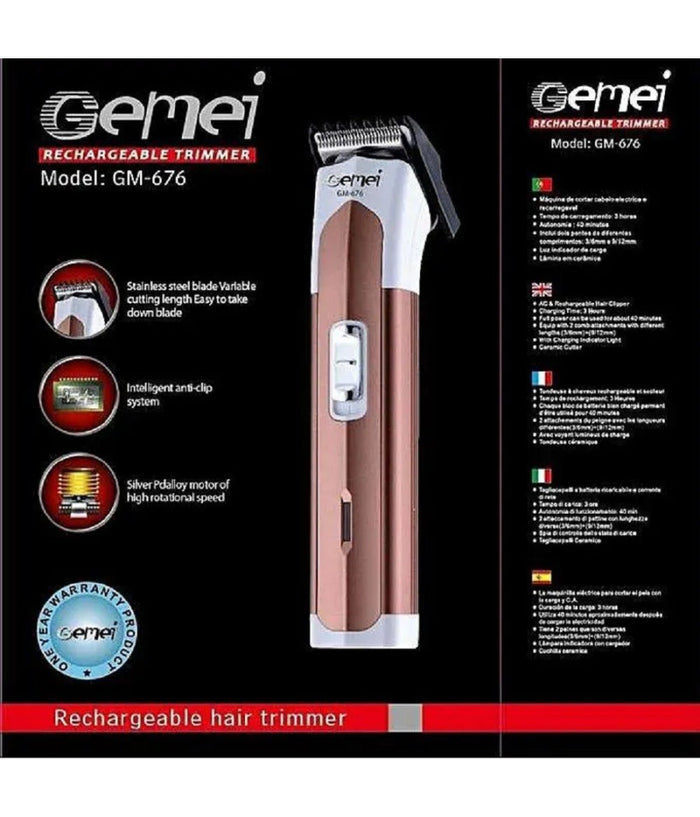 Tagliacapelli Barba Trimmer Elettrico Ricaricabile Professionale Gm676 A Batteria         