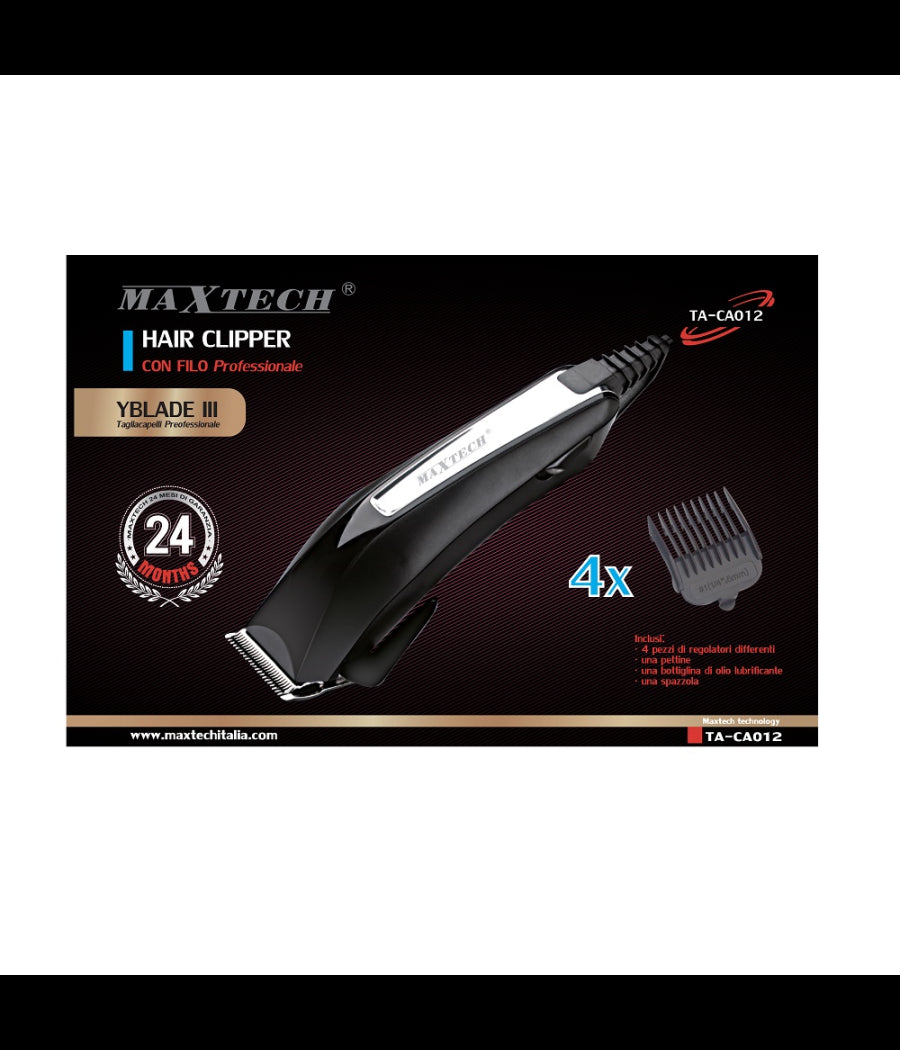 Tagliacapelli Barba Uomo Regolabile Con Filo Con Spazzola 4x Maxtech Ta-ca012         
