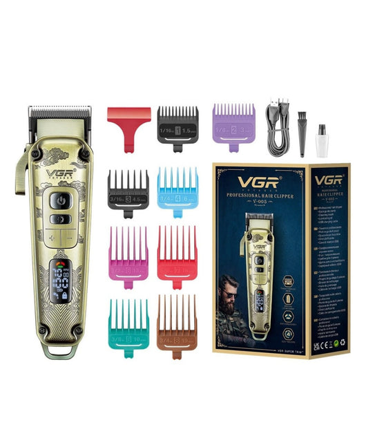 Tagliacapelli In Metallo Display Led 4 Velocità  Ricarica Usb Con 8 Pettini V-005         