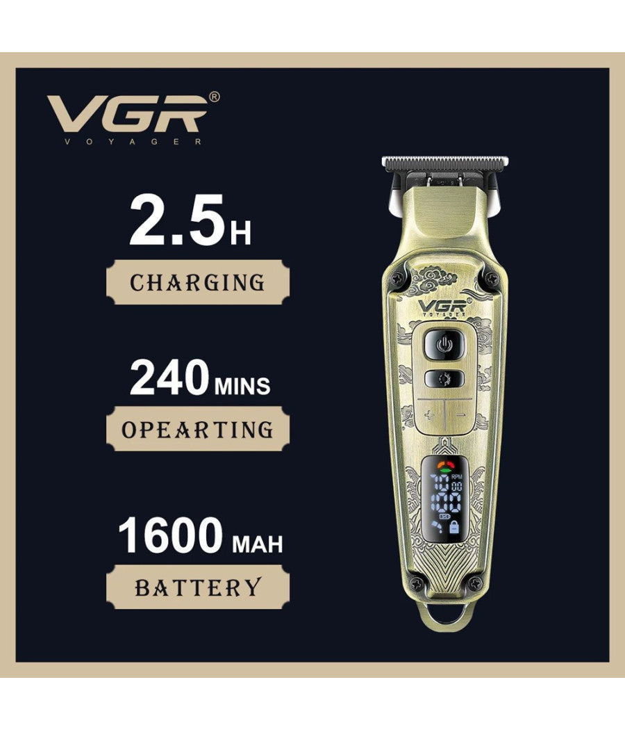 Tagliacapelli In Metallo Display Led Lama Metallurgica 4 Velocità  Ricarica Usb V-901         