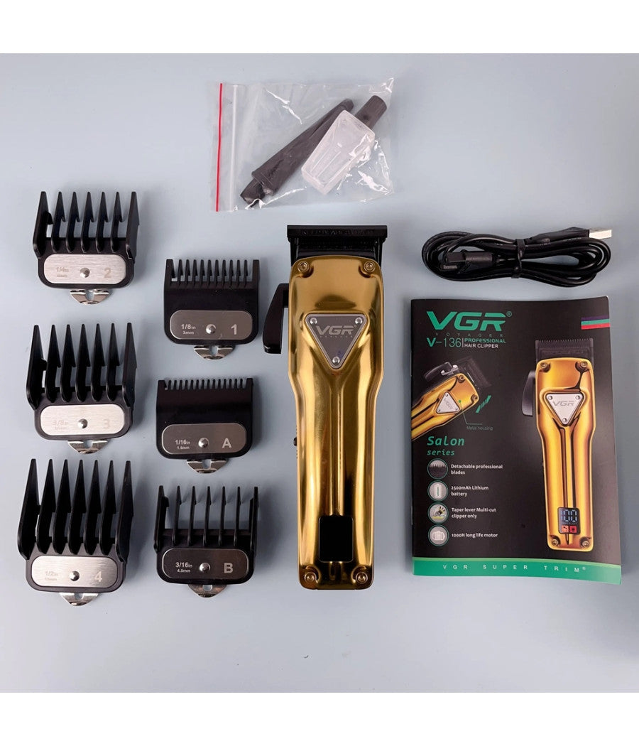 Tagliacapelli In Metallo Senza Fili Professionale Ricaricabile Usb Display V-136         