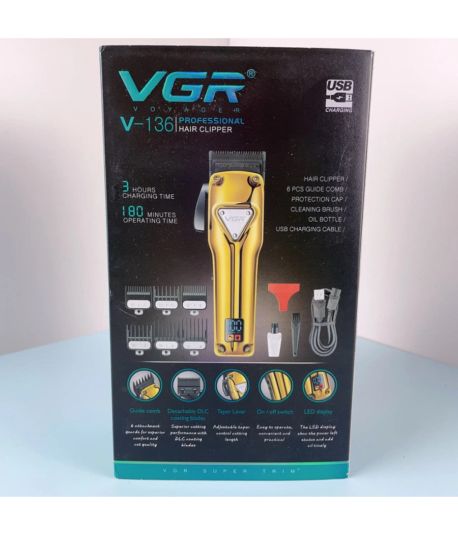 Tagliacapelli In Metallo Senza Fili Professionale Ricaricabile Usb Display V-136         