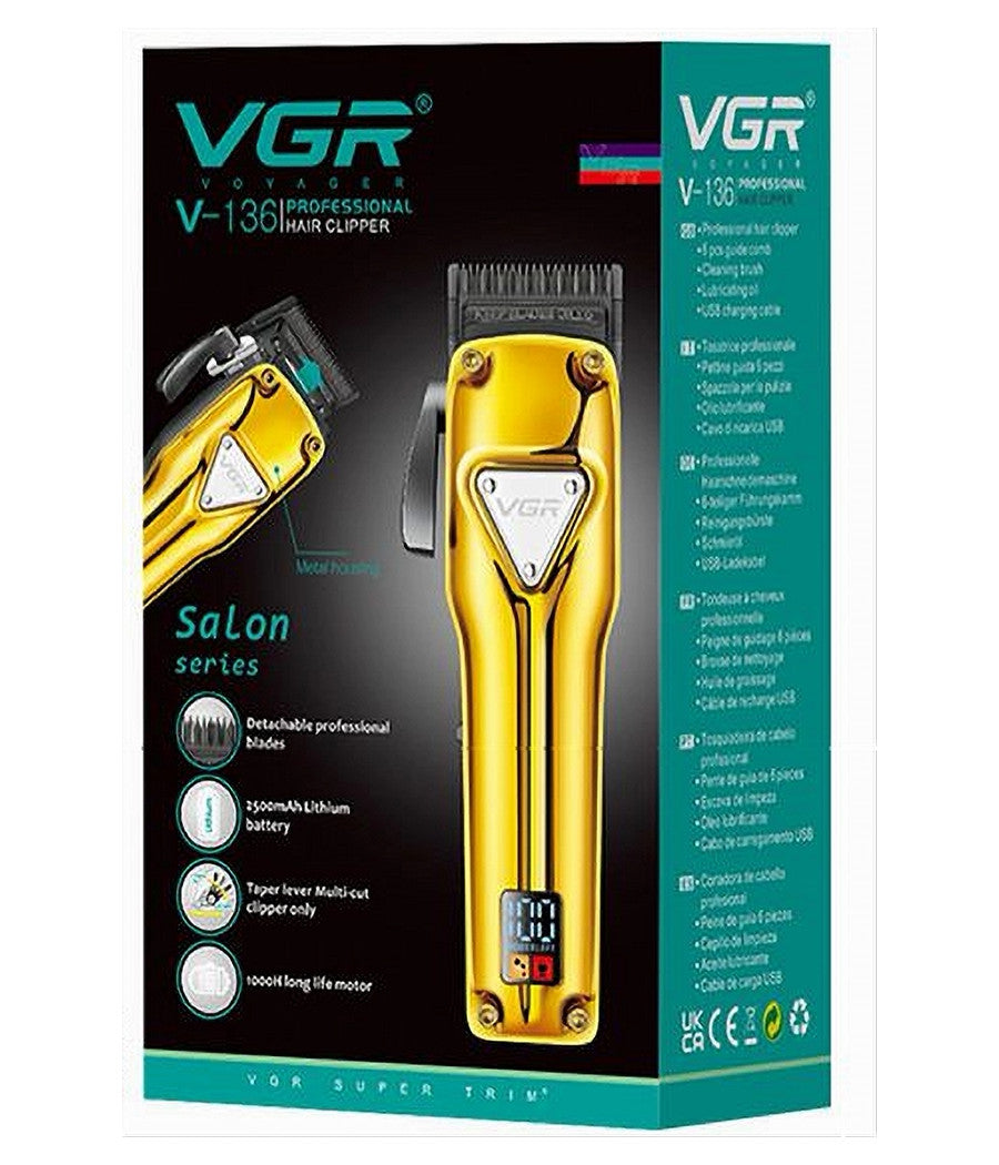 Tagliacapelli In Metallo Senza Fili Professionale Ricaricabile Usb Display V-136         