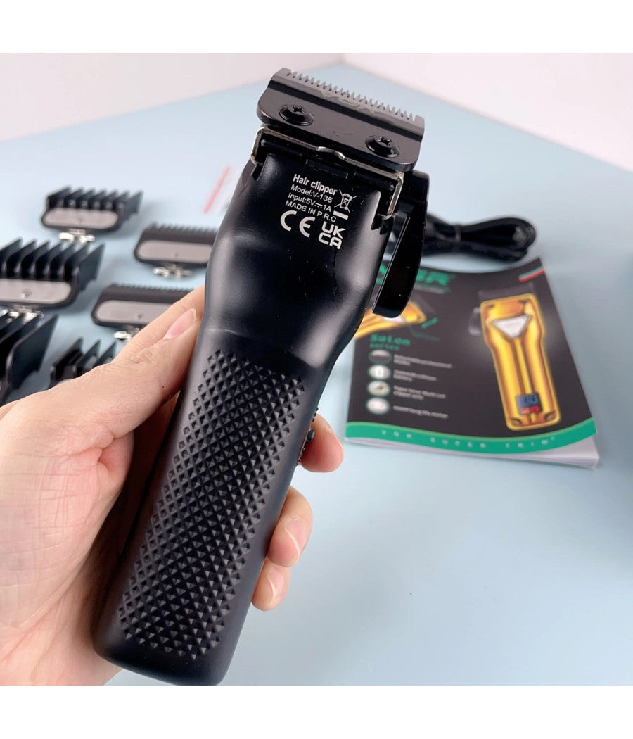 Tagliacapelli In Metallo Senza Fili Professionale Ricaricabile Usb Display V-136         