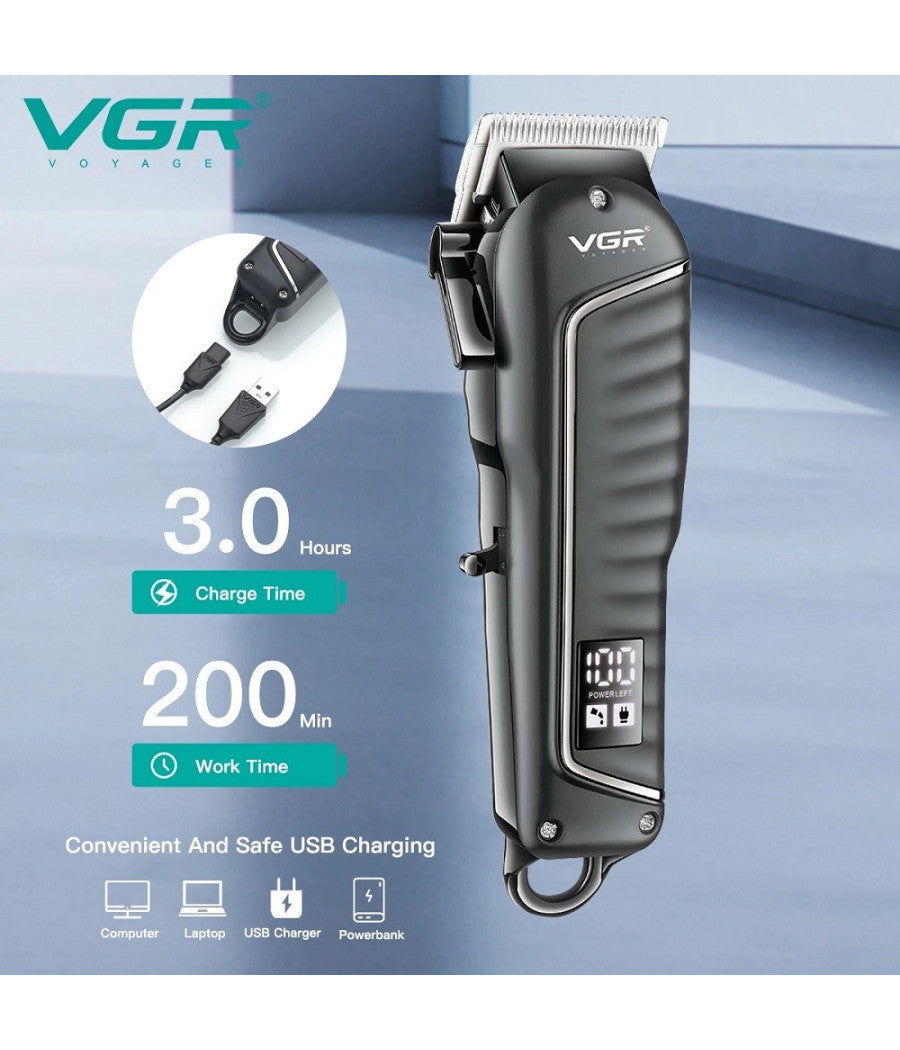 Tagliacapelli Professionale Elettrico Per Uomo Senza Fili Usb Ricaricabile V-683         