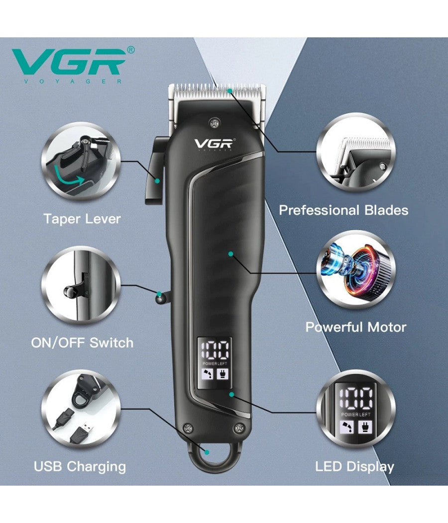 Tagliacapelli Professionale Elettrico Per Uomo Senza Fili Usb Ricaricabile V-683         