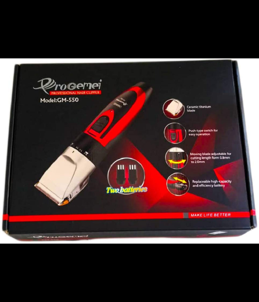 Tagliacapelli Professionale Rasoio Elettrico Doppia Batteria Ricaricabile Gm-550         