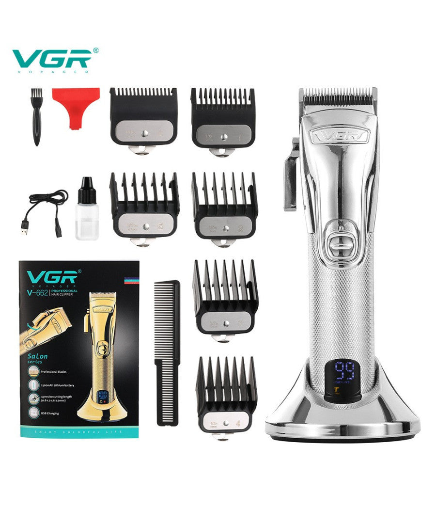 Tagliacapelli Professionale Ricaricabile Usb Base Ricarica Display Digitale V662         