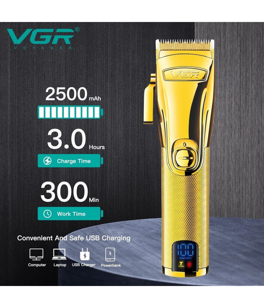 Tagliacapelli Professionale Ricaricabile Usb Base Ricarica Display Digitale V662         