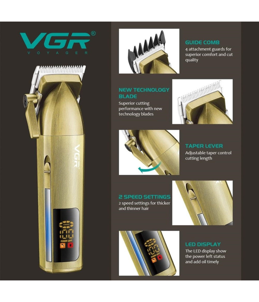 Tagliacapelli Professionale Senza Fili Display Led A Batteria Ricaricabile V-688         