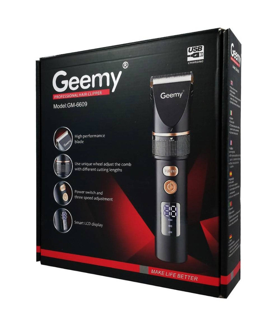 Tagliacapelli Professionale Trimmer A Batteria Ricaricabile Display Lcd Gm-6609         