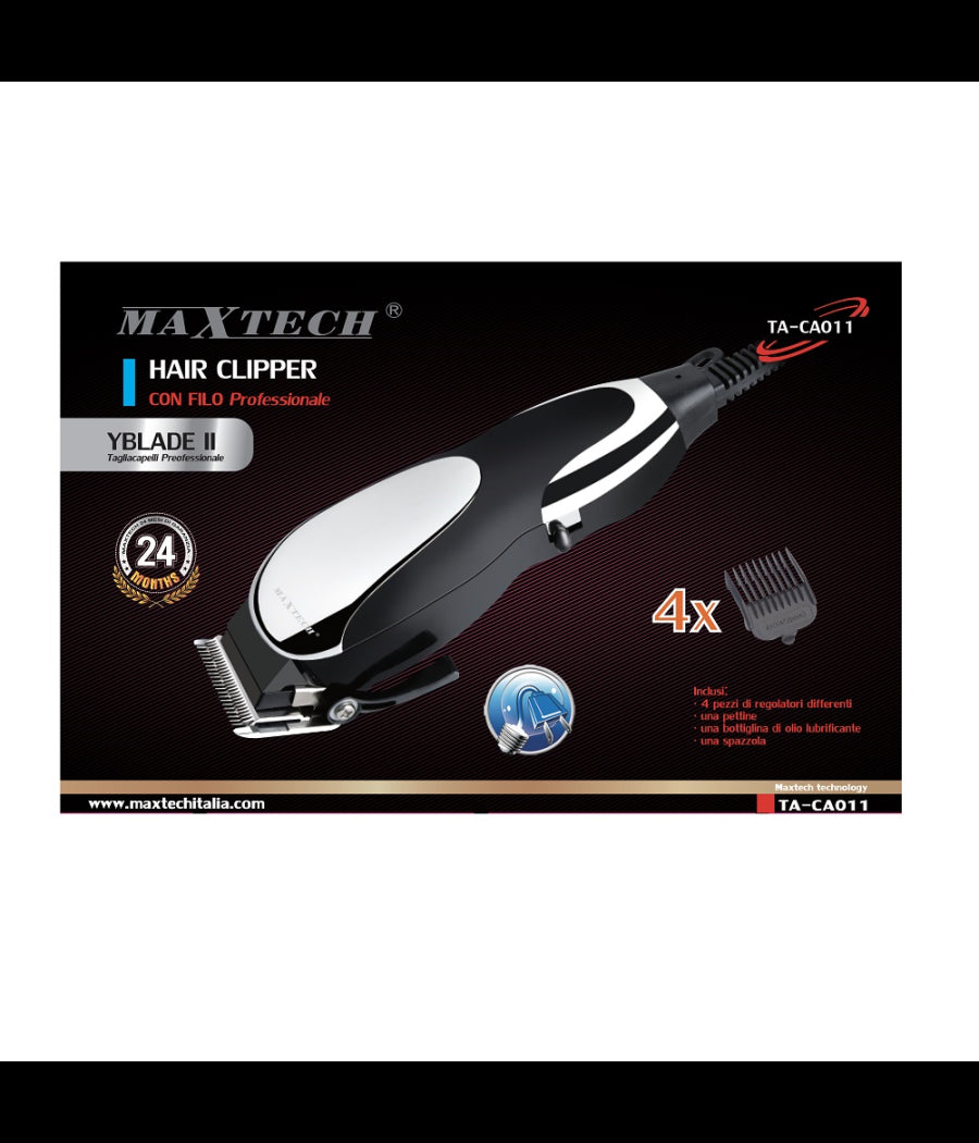 Tagliacapelli Professionale Uomo Rasoio Con Filo Spazzola Lubrificante Maxtech Ta-ca011         