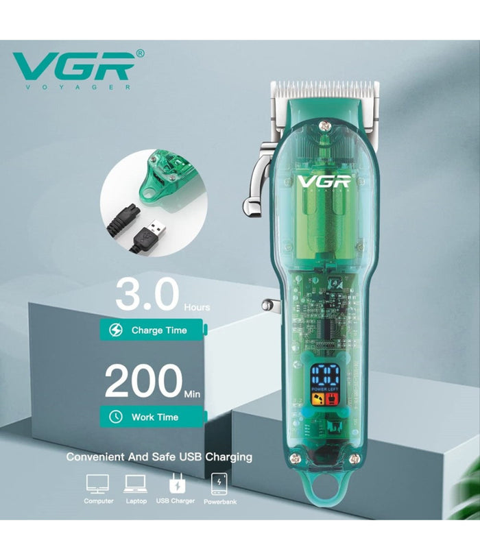 Tagliacapelli Professionale Uomo Senza Fili Ricaricabile Usb Leva Conica Vgr V-660         