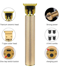 Tagliacapelli Rasoio Elettrico Professionale Usb Ricaricabile Retrò Vintage Oro         