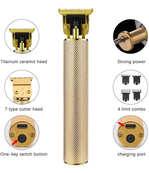 Tagliacapelli Rasoio Elettrico Professionale Usb Ricaricabile Retrò Vintage Oro         