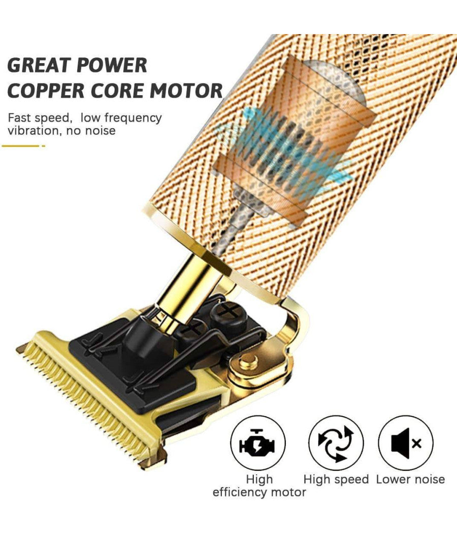 Tagliacapelli Rasoio Elettrico Professionale Usb Ricaricabile Retrò Vintage Oro         