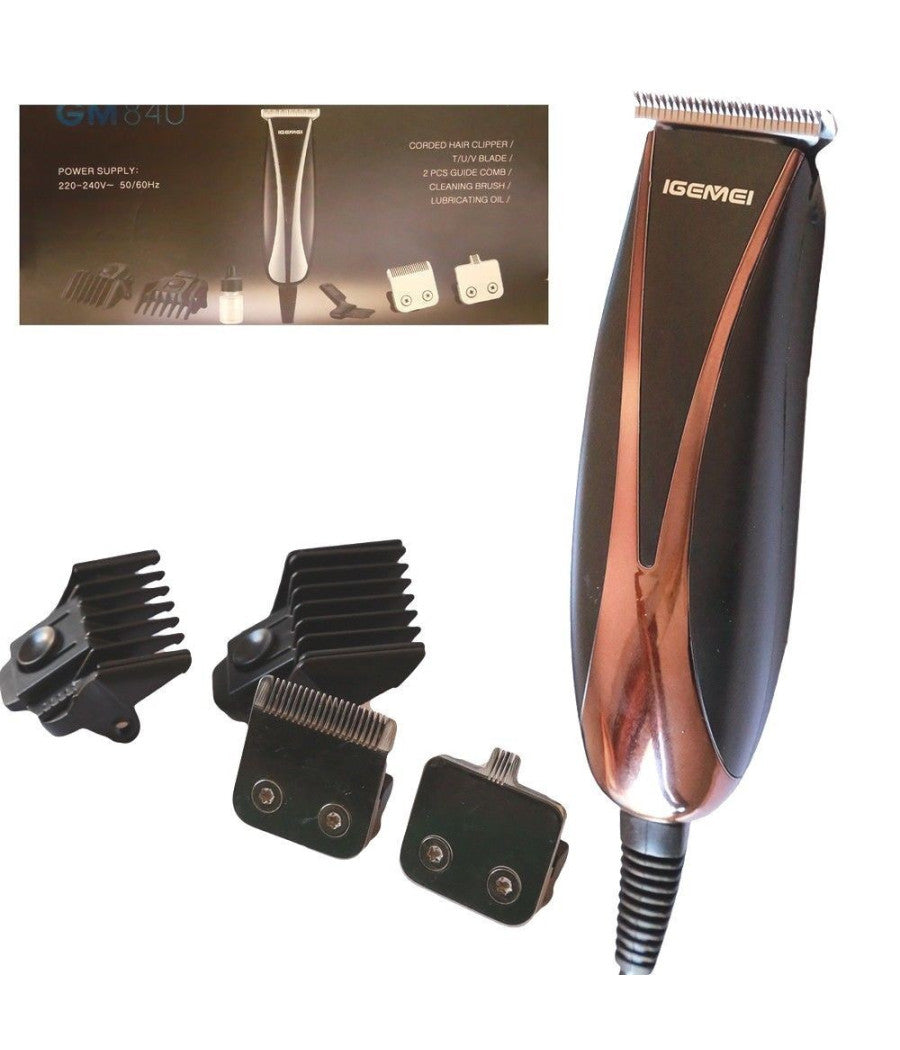 Tagliacapelli Rasoio Elettrico Regola Barba Lama In Titanio 6 Accessori Gm840         