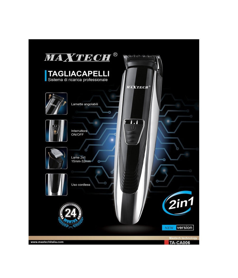 Tagliacapelli Rasoio Uomo Professionale Rasatura A Batteria Regolabile Maxtech Ta-ca006         