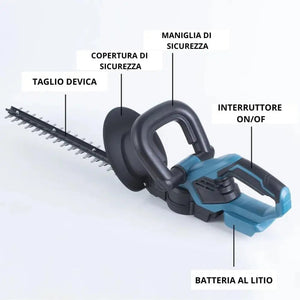 Tagliasiepi a Batteria Per Giardino, Tosasiepi Elettrico Senza Fili Con Lama In Acciaio 52Cm