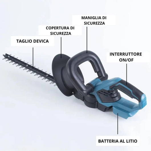 Tagliasiepi a Batteria Per Giardino, Tosasiepi Elettrico Senza Fili Con Lama In Acciaio 52Cm