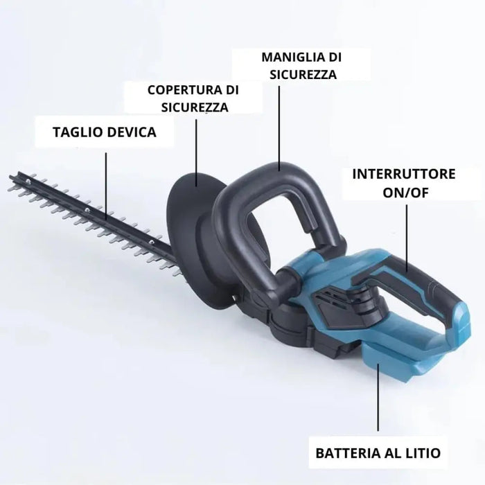 Tagliasiepi a Batteria Per Giardino, Tosasiepi Elettrico Senza Fili Con Lama In Acciaio 52Cm