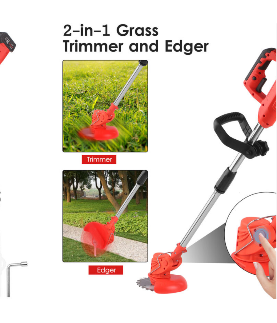 Tagliasiepi Taglia Erba Rasa A Batteria 21v Con Disco Circolare Asta Telescopica         