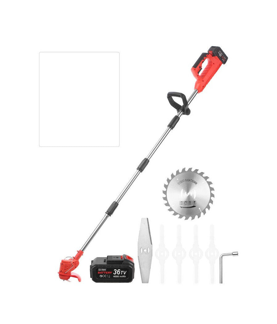 Tagliasiepi Taglia Erba Rasa A Batteria 21v Con Disco Circolare Asta Telescopica         