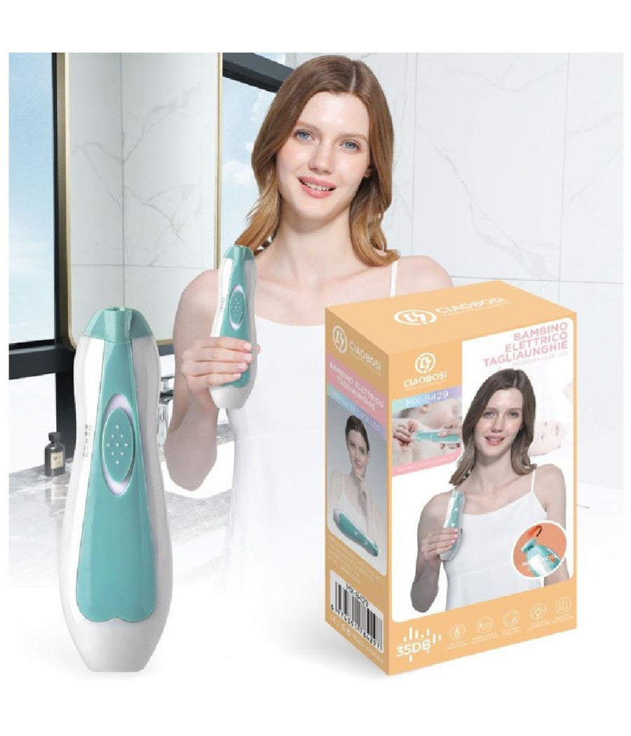 Tagliaunghie Elettrico Per Mani Piedi Unghie Bambini Neonati Con Luce Led Mx-8429         