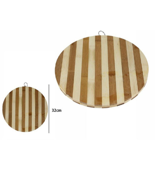 Tagliere Bambu' Legno Bamboo Naturale Tavola Affettare Cucina Rotondo 32cm 58376         