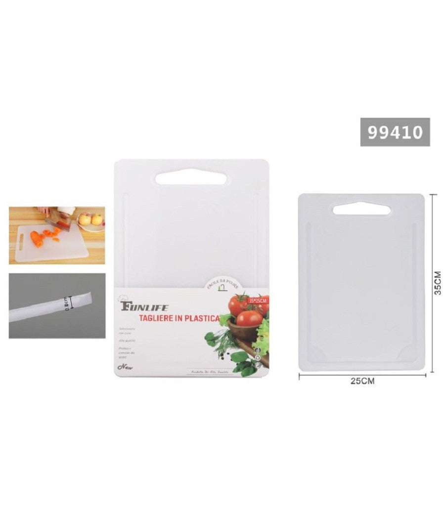 Tagliere In Plastica Con Canale Scanalatura 35x25x0.8cm Per Verdure Frutta 99410         