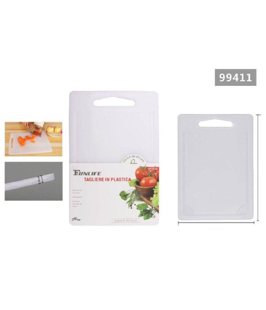 Tagliere In Plastica Con Canale Scanalatura 44x29x0.8cm Per Verdure Frutta 99411         