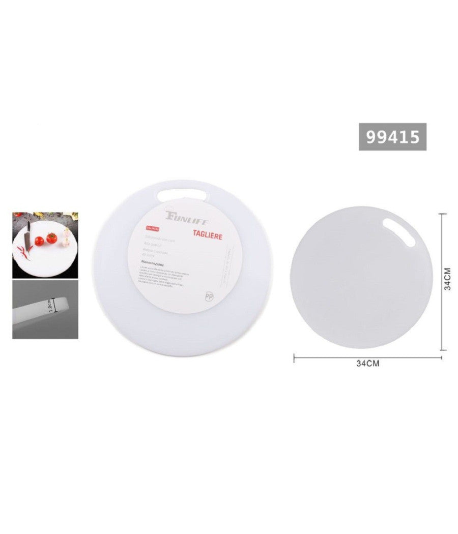 Tagliere In Plastica Manico Rotondo 34x1cm Tagliare Verdure Frutta Cucina 99415         