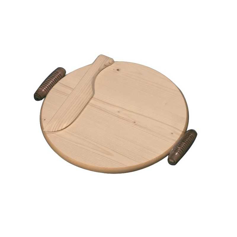 Tagliere Legno Tondo con Coltello cm 35 Checco