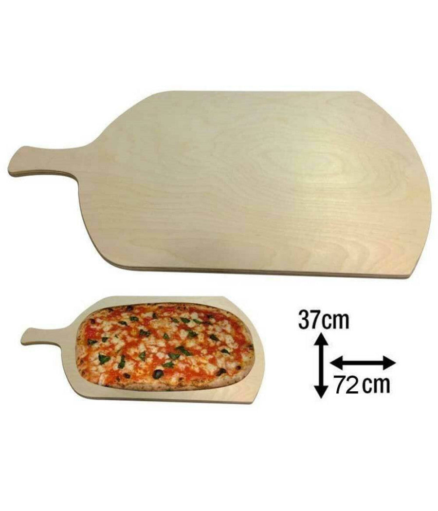 Tagliere Per Pizza A Metro Teglia Vassoio Legno Rettangolare Con Manico 72x37cm         