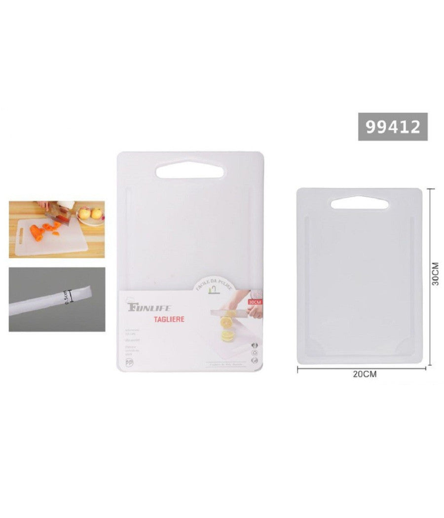 Tagliere Plastica Con Canale Scanalatura 30x20x0.5cm Frutta Verdure Cucina 99412         