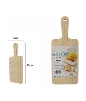 Tagliere Rettengolare In Legno Affetta Pane Salumi Carne Con Manico 33x18cm 74194         