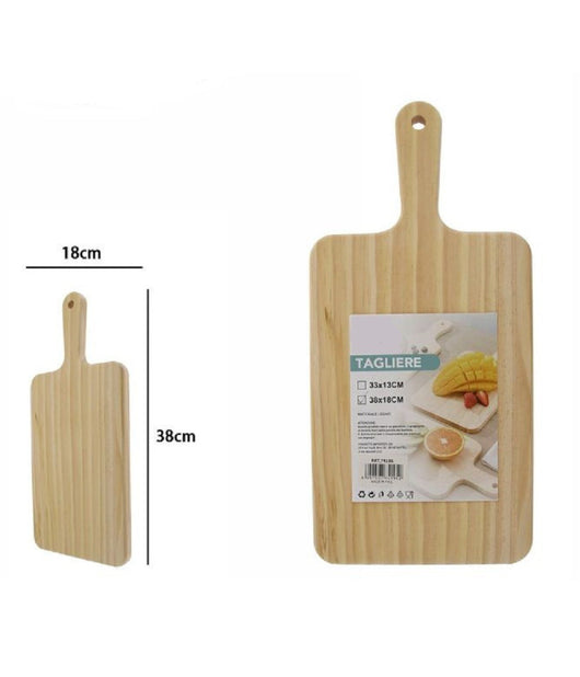 Tagliere Rettengolare In Legno Affetta Pane Salumi Carne Con Manico 38x18cm 74195         