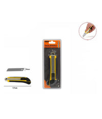 Taglierino Cutter Con Fermo Blocco Guida Lama Manico In Gomma Antiscivolo 71071         