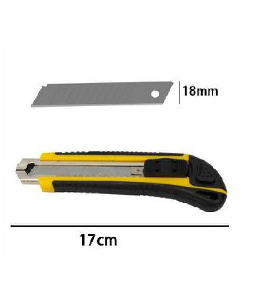 Taglierino Cutter Con Fermo Blocco Guida Lama Manico In Gomma Antiscivolo 71071         