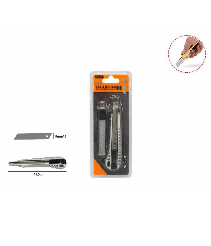 Taglierino Cutter Professionale 13.5cm Con Fermo Blocco Guida Lame Da 9 Mm 71076         