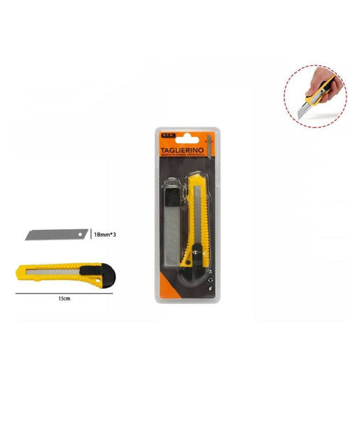 Taglierino Cutter Professionale 15 Cm Con Fermo Blocco Guida Lame Da 18 Mm 71075         