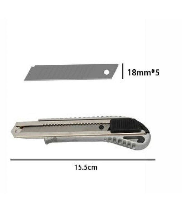 Taglierino Cutter Professionale 15.5cm Con Fermo Blocco Guida Lame Da 18mm 71077         