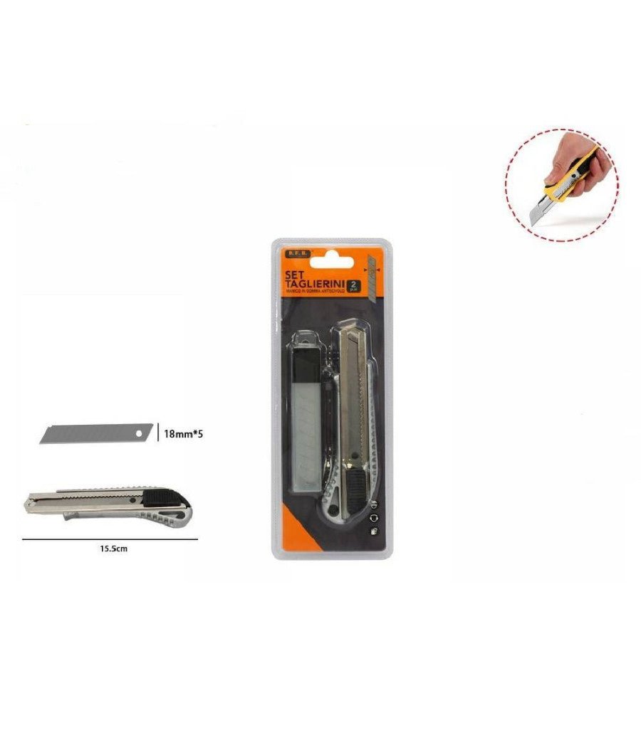 Taglierino Cutter Professionale 15.5cm Con Fermo Blocco Guida Lame Da 18mm 71077         