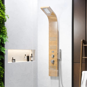 Pannello doccia in bamboo 3 funzioni con termostato digitale e doccino |  Take