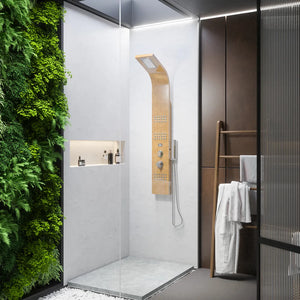 Pannello doccia in bamboo 3 funzioni con termostato digitale e doccino |  Take