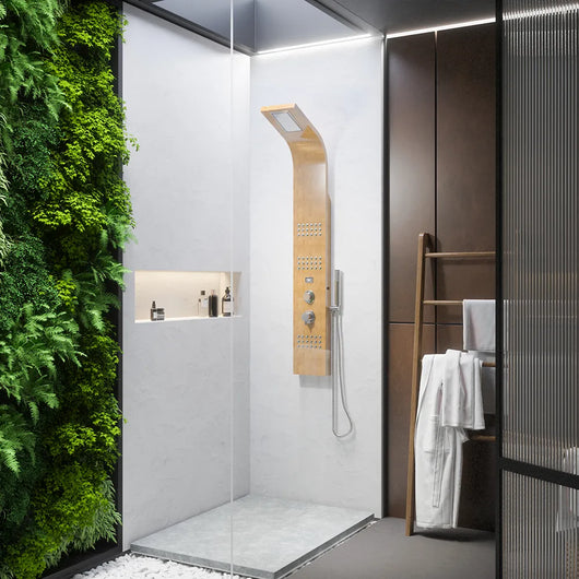Pannello doccia in bamboo 3 funzioni con termostato digitale e doccino |  Take