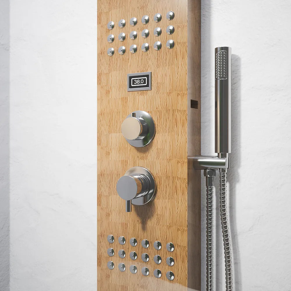Pannello doccia in bamboo 3 funzioni con termostato digitale e doccino |  Take