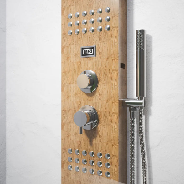 Pannello doccia in bamboo 3 funzioni con termostato digitale e doccino |  Take